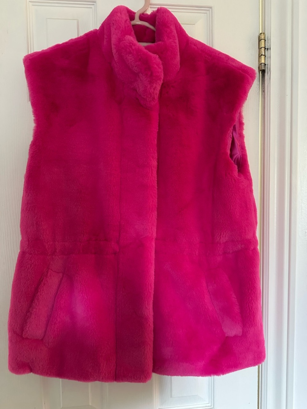 Joseph Ribkoff Bright Fuchsia Faux Fur Vest